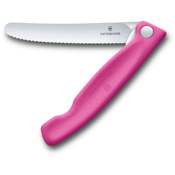 Swiss Army Brands 2024 Victorinox Kitchen Swiss Classic Foldable Paring Knife, Serrated, Pink VIC-6.7836.F5B - main